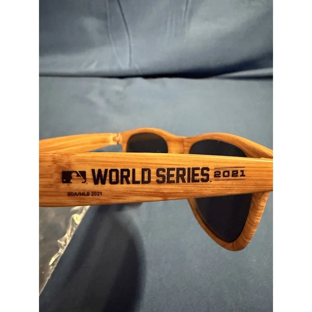 MLB 2021 World Series promotional wood-grain sunglasses